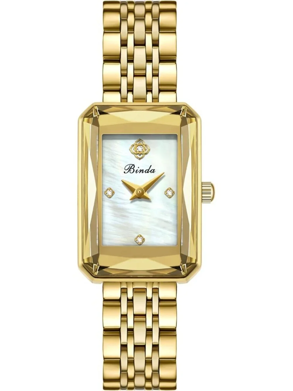 Women's Silver White Vintage Rectangular Case Stainless Steel Band Wrist Watch